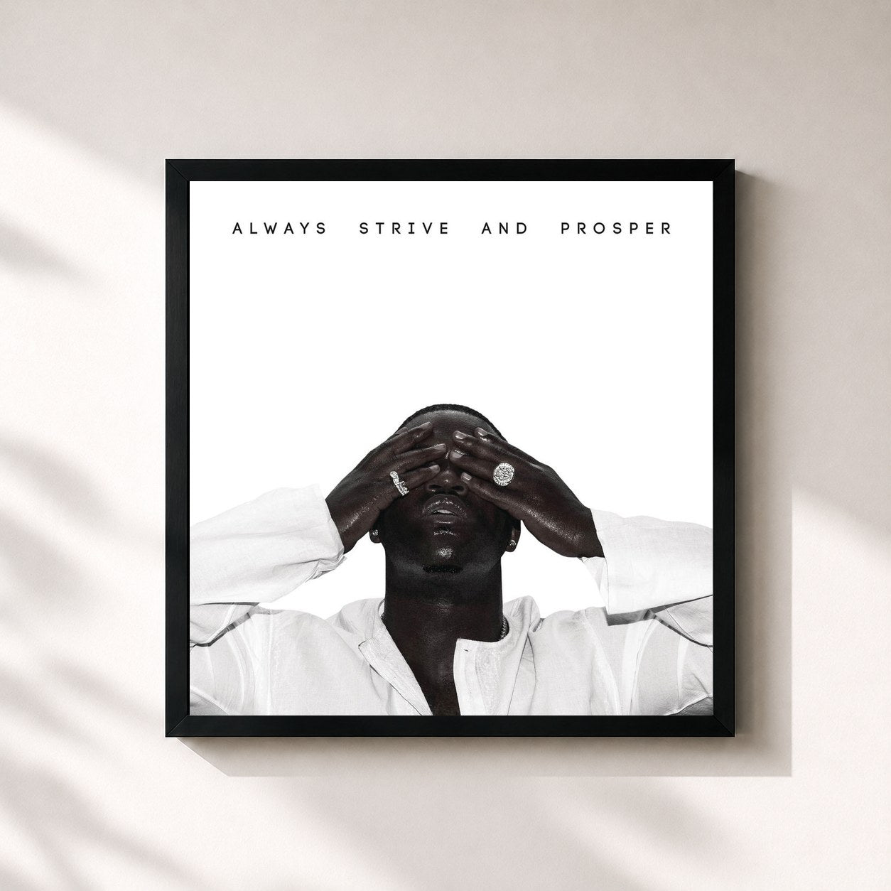 #noir Tableau carré de l'album ALWAYS STRIVE AND PROSPER de A$AP Ferg, cadre noir 32x32 cm