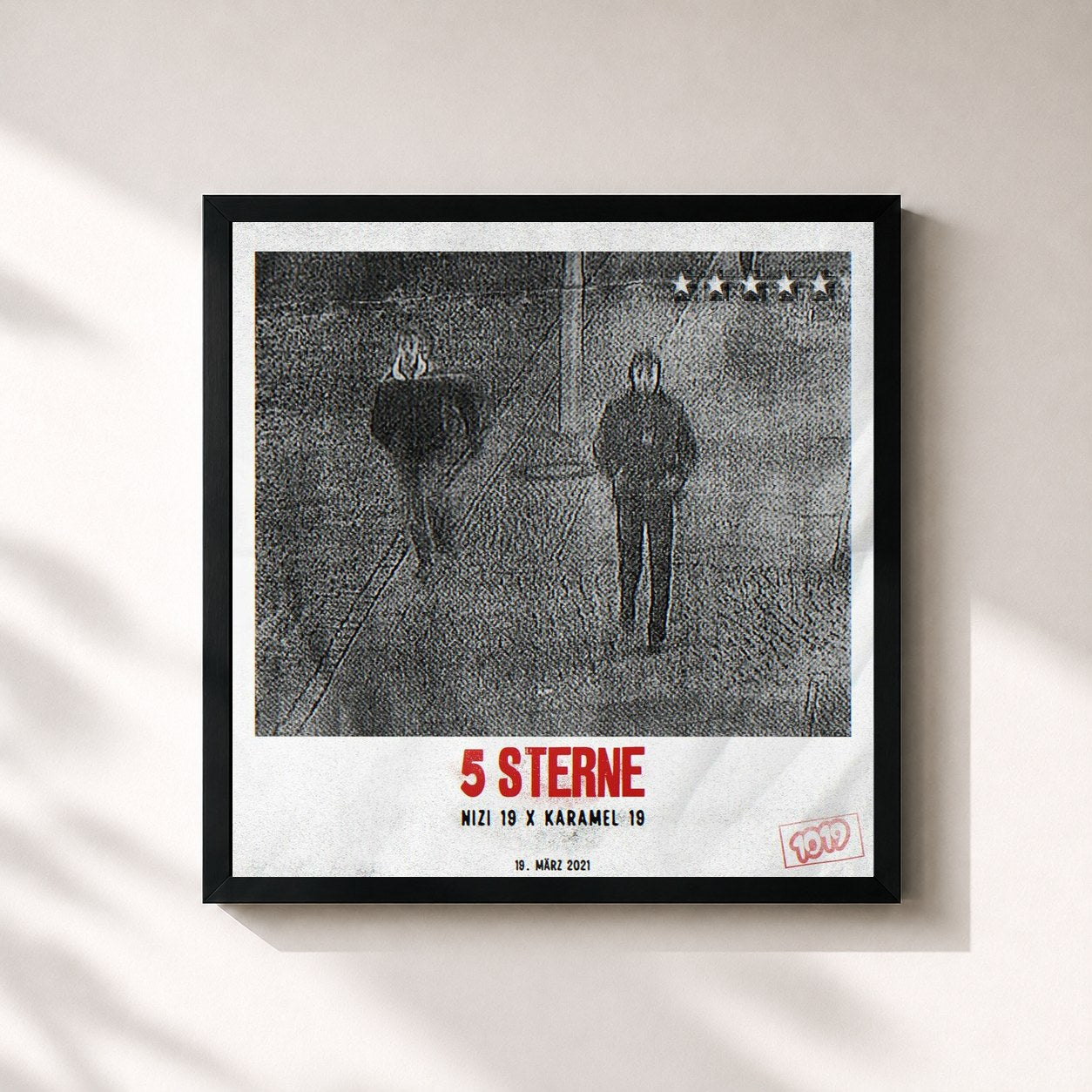 #noir Tableau carré de l'album 5 Sterne de Nizi19, cadre noir 32x32 cm