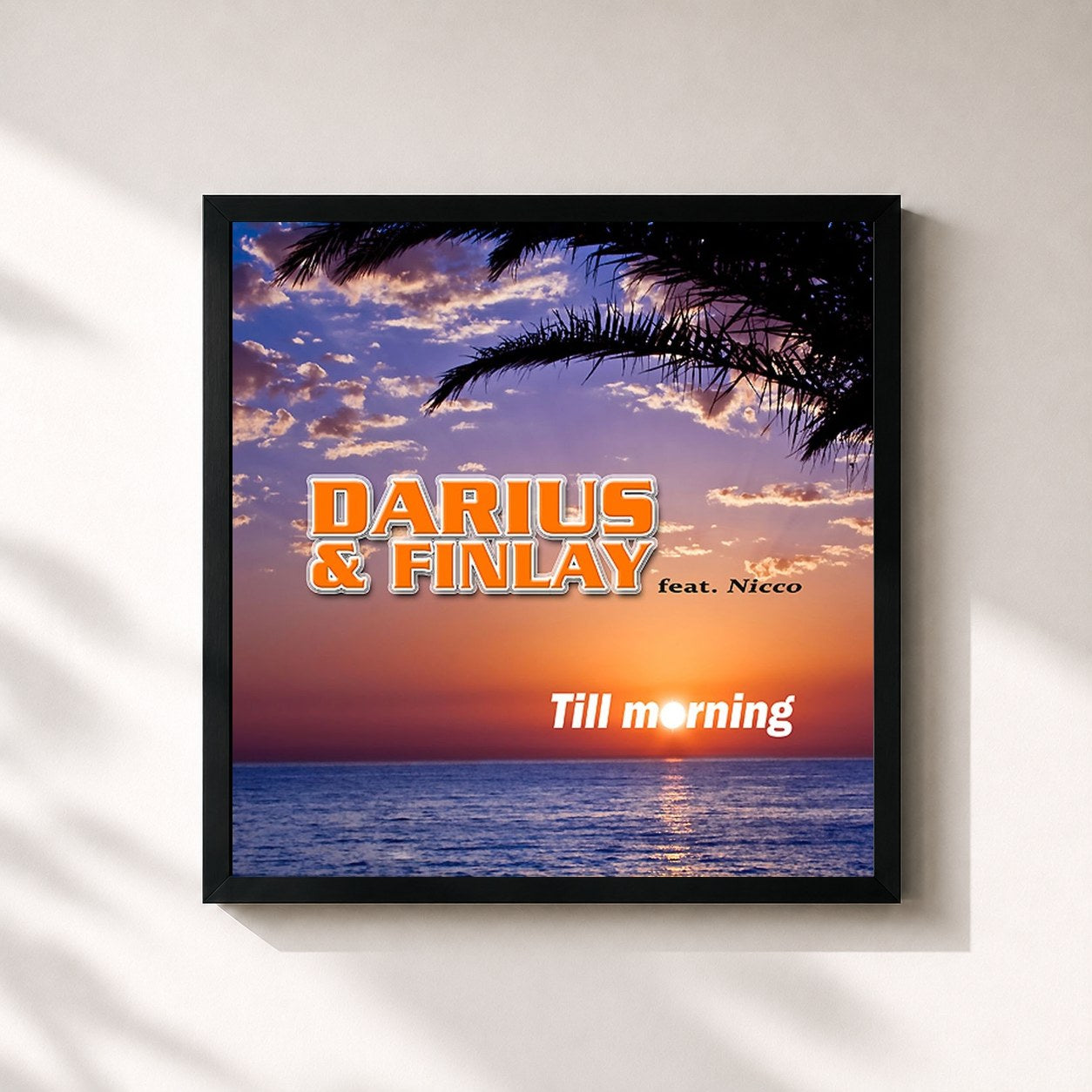 #noir Tableau carré de l'album Till Morning (feat. Nicco) de Darius & Finlay, cadre noir 32x32 cm