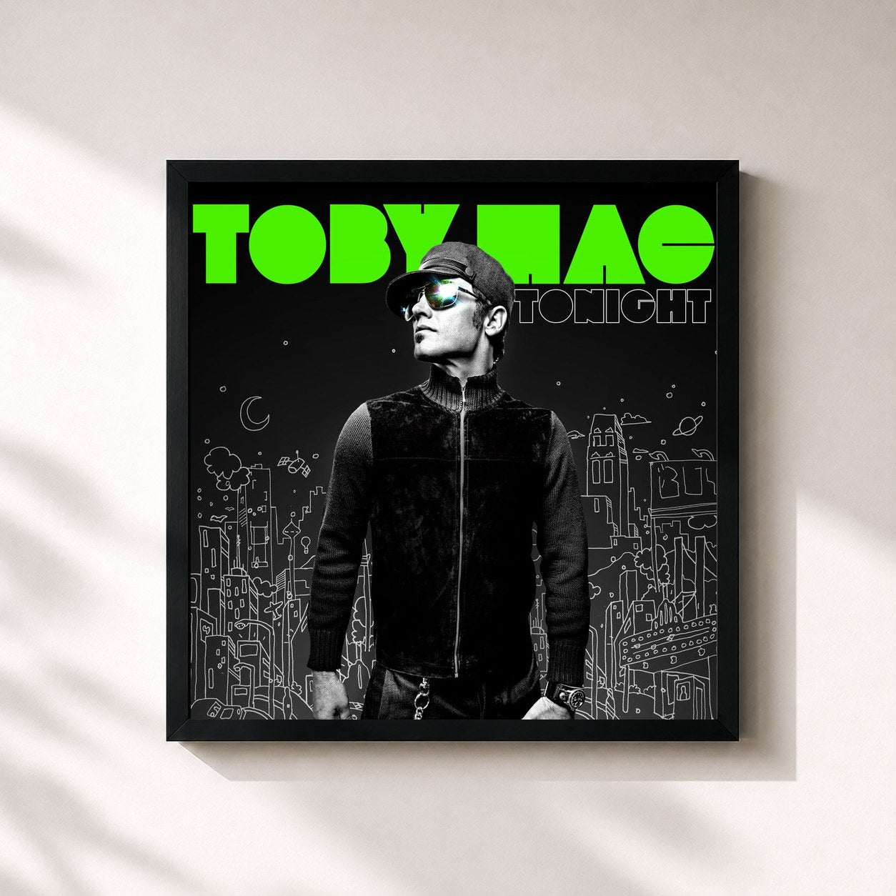 #noir Tableau carré de l'album Tonight de tobyMac, cadre noir 32x32 cm