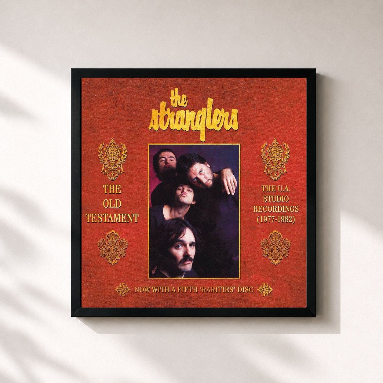 #noir Tableau carré de l'album The Old Testament (UA Studio Recs 77-82) de The Stranglers, cadre noir 32x32 cm