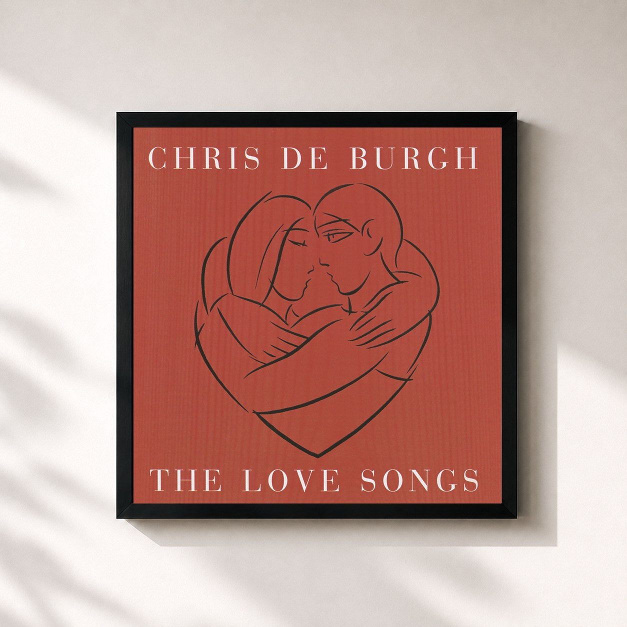 #noir Tableau carré de l'album The Love Songs de Chris de Burgh, cadre noir 32x32 cm