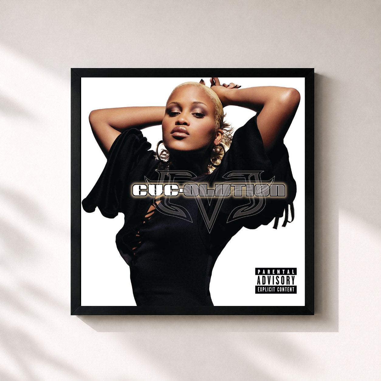 #noir Tableau carré de l'album Eve-Olution de Eve, cadre noir 32x32 cm