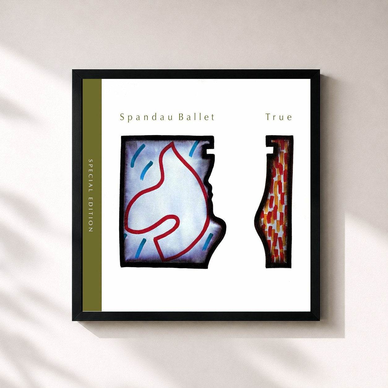 #noir Tableau carré de l'album True (Special Edition) de Spandau Ballet, cadre noir 32x32 cm