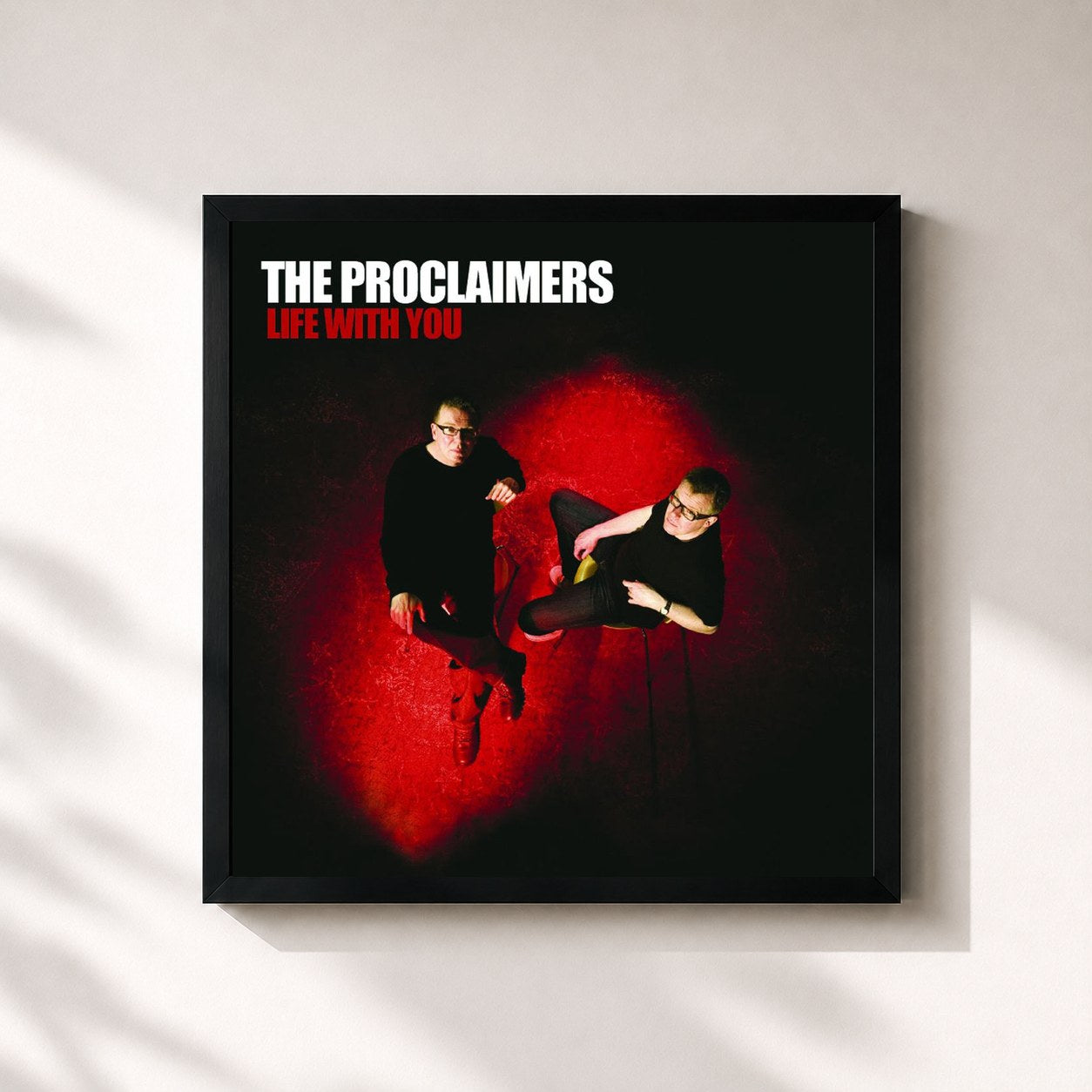 #noir Tableau carré de l'album Life With You de The Proclaimers, cadre noir 32x32 cm