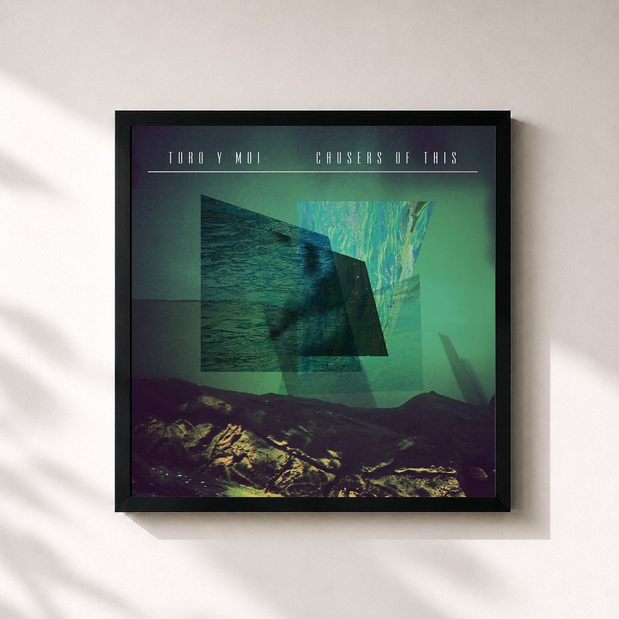 #noir Tableau carré de l'album Causers Of This de Toro Y Moi, cadre noir 32x32 cm