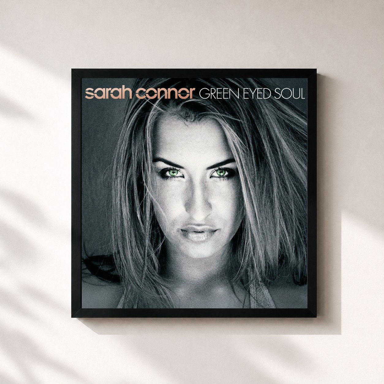 #noir Tableau carré de l'album Green Eyed Soul de Sarah Connor, cadre noir 32x32 cm