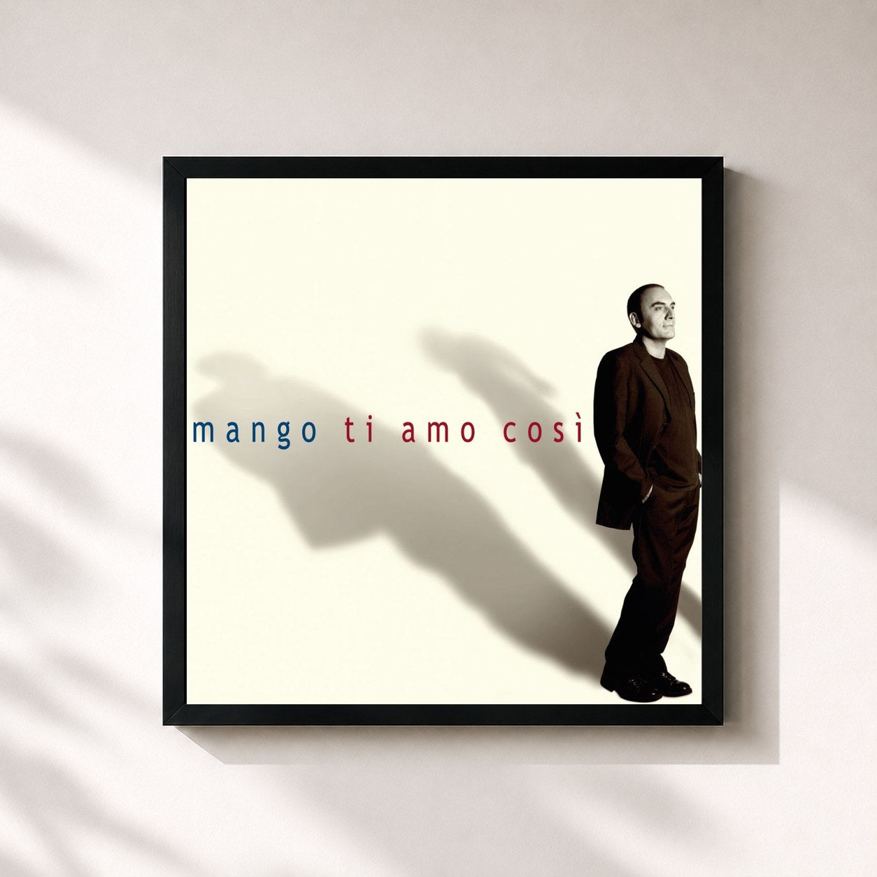 #noir Tableau carré de l'album Ti Amo Così de Mango, cadre noir 32x32 cm