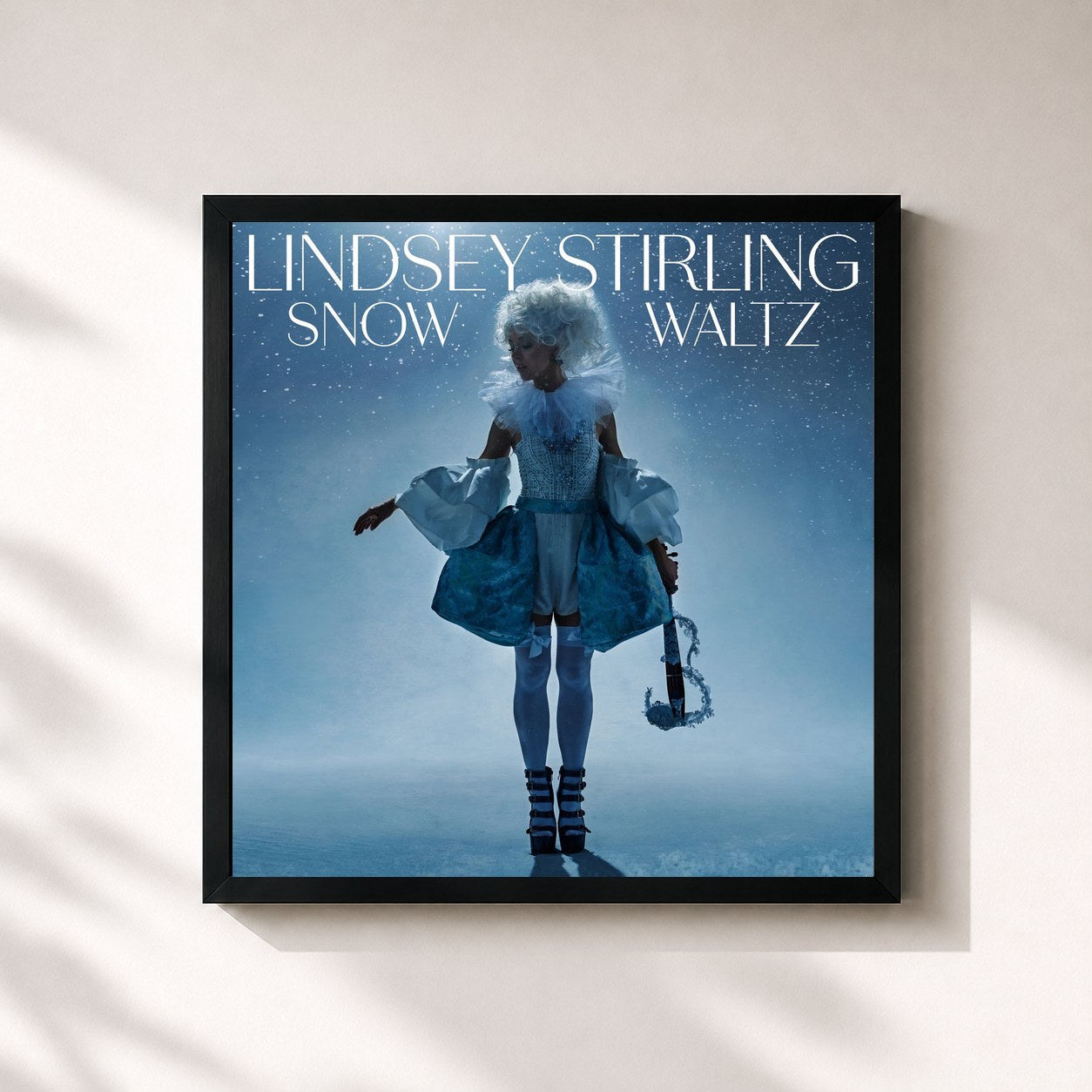 #noir Tableau carré de l'album Snow Waltz de Lindsey Stirling, cadre noir 32x32 cm