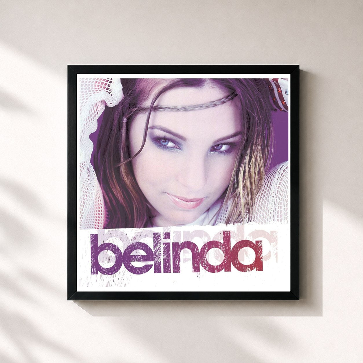 #noir Tableau carré de l'album Belinda de Belinda, cadre noir 32x32 cm