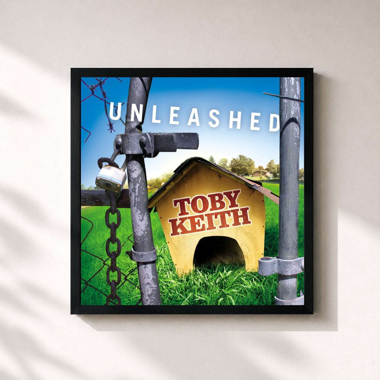 #noir Tableau carré de l'album Unleashed de Toby Keith, cadre noir 32x32 cm