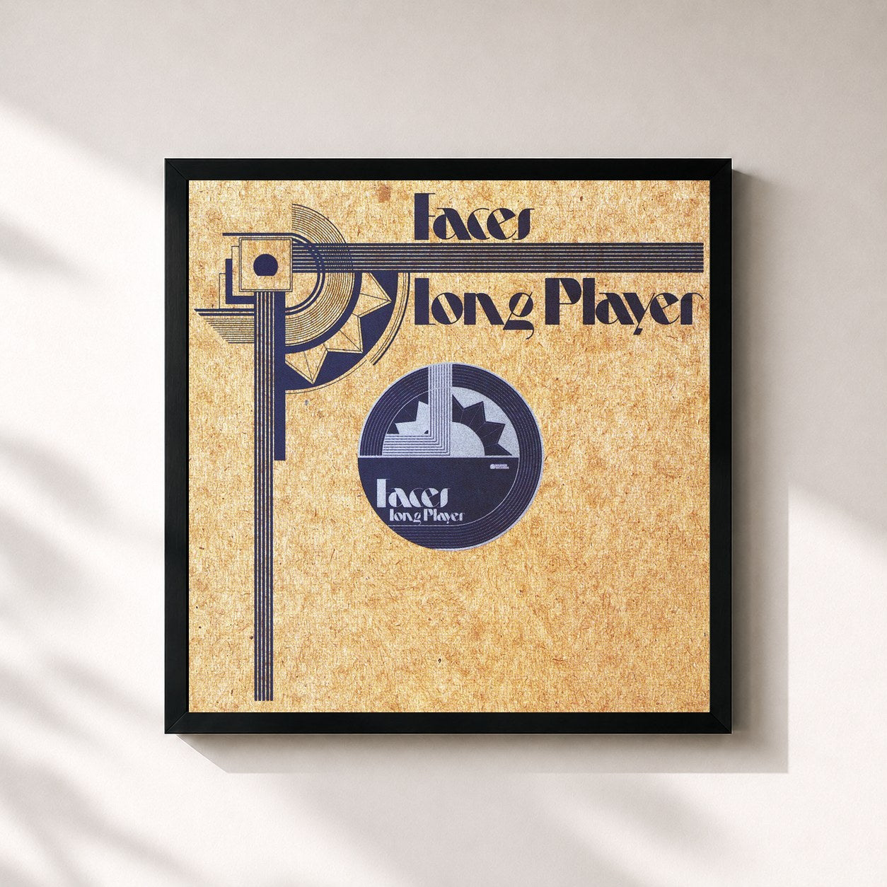 #noir Tableau carré de l'album Long Player de Faces, cadre noir 32x32 cm