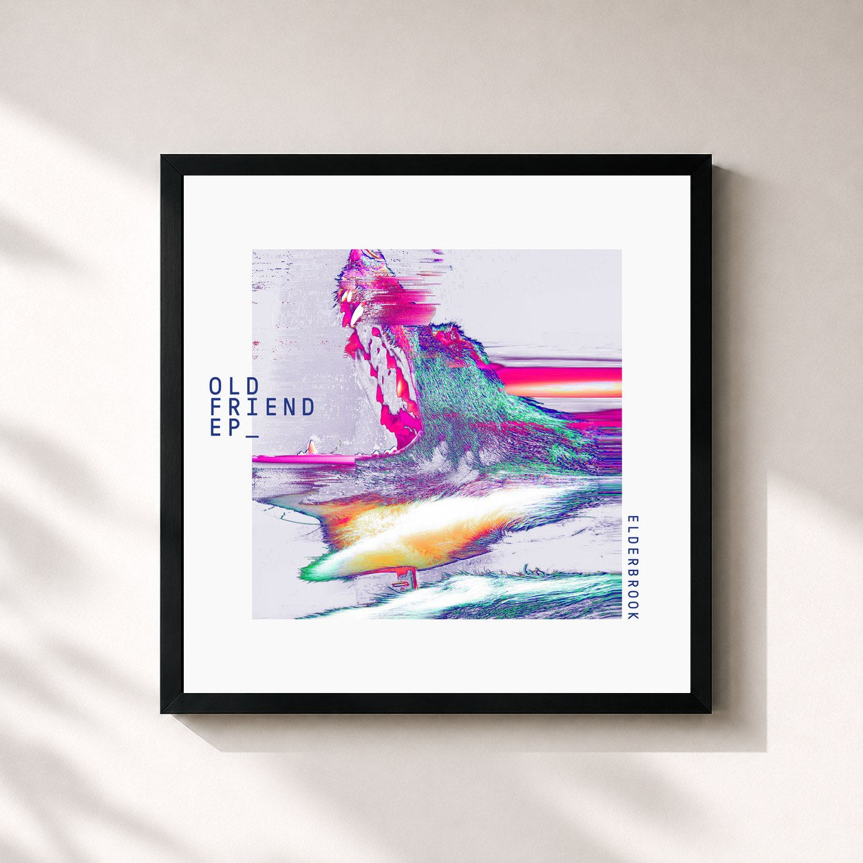 #noir Tableau carré de l'album Old Friend de Elderbrook, cadre noir 32x32 cm