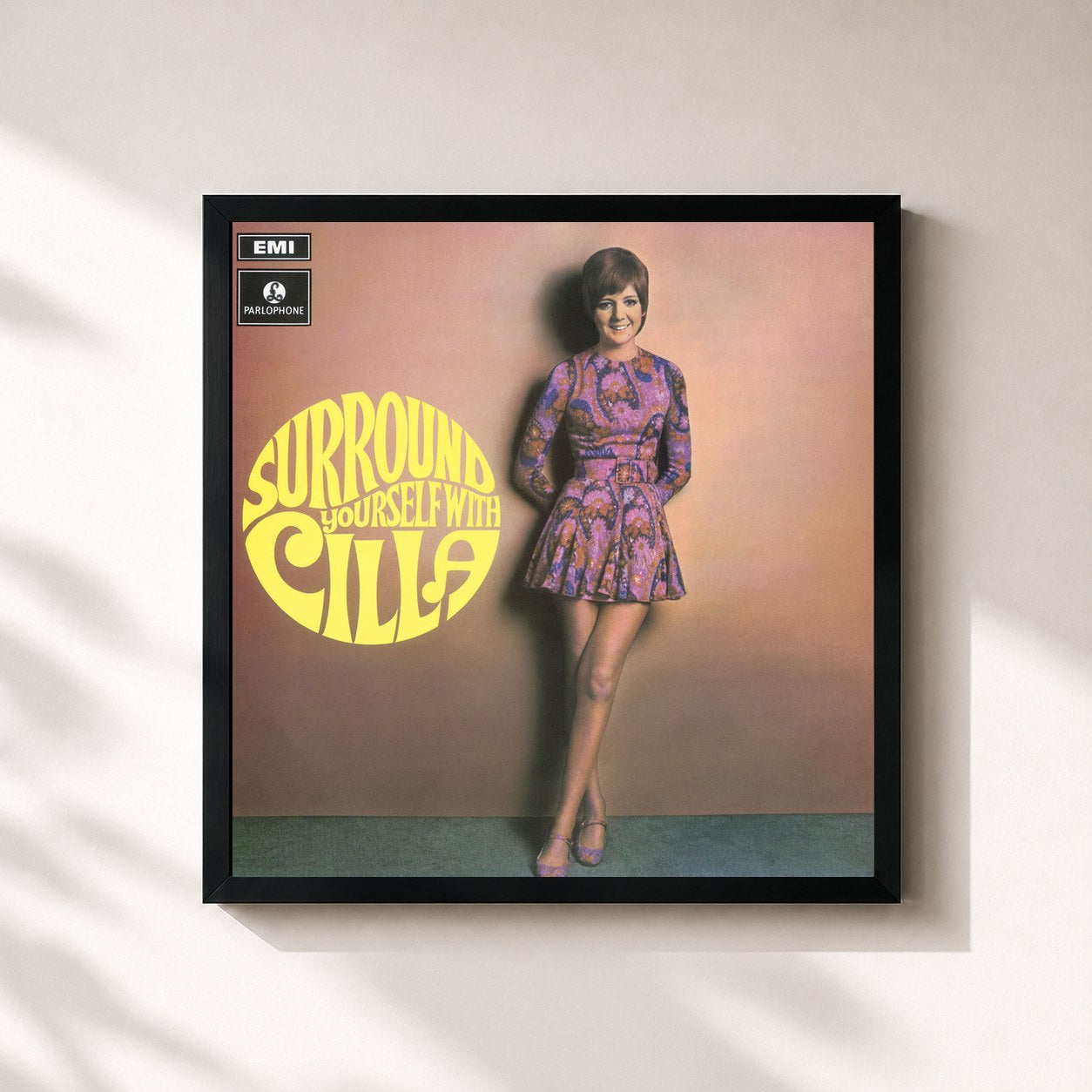 #noir Tableau carré de l'album Surround Yourself With Cilla de Cilla Black, cadre noir 32x32 cm
