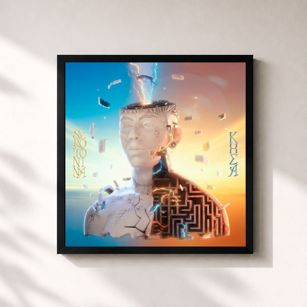 #noir Tableau carré de l'album SEROTONINA de KHEA, cadre noir 32x32 cm