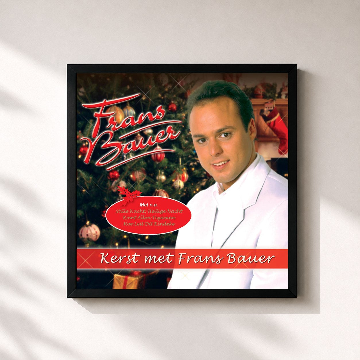#noir Tableau carré de l'album Kerst Met Frans Bauer de Frans Bauer, cadre noir 32x32 cm