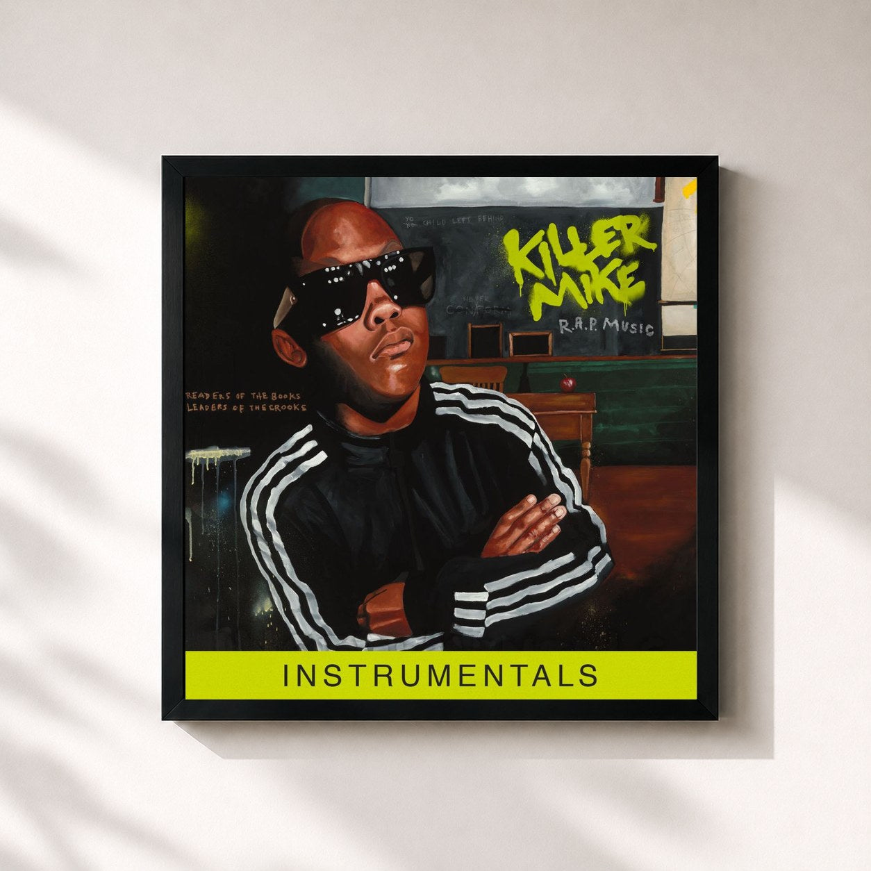 #noir Tableau carré de l'album R.A.P. Music [Instrumentals] de Killer Mike, cadre noir 32x32 cm