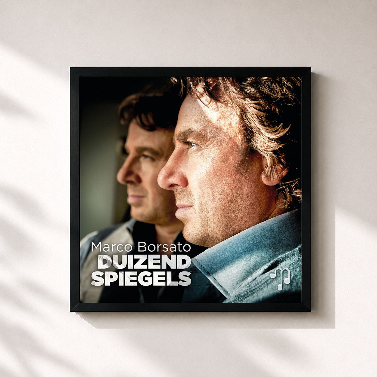#noir Tableau carré de l'album Duizend Spiegels de Marco Borsato, cadre noir 32x32 cm