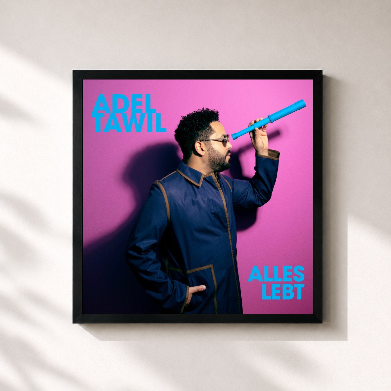 #noir Tableau carré de l'album Alles Lebt de Adel Tawil, cadre noir 32x32 cm
