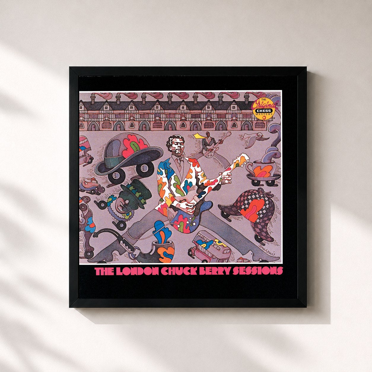 #noir Tableau carré de l'album The London Chuck Berry Sessions de Chuck Berry, cadre noir 32x32 cm