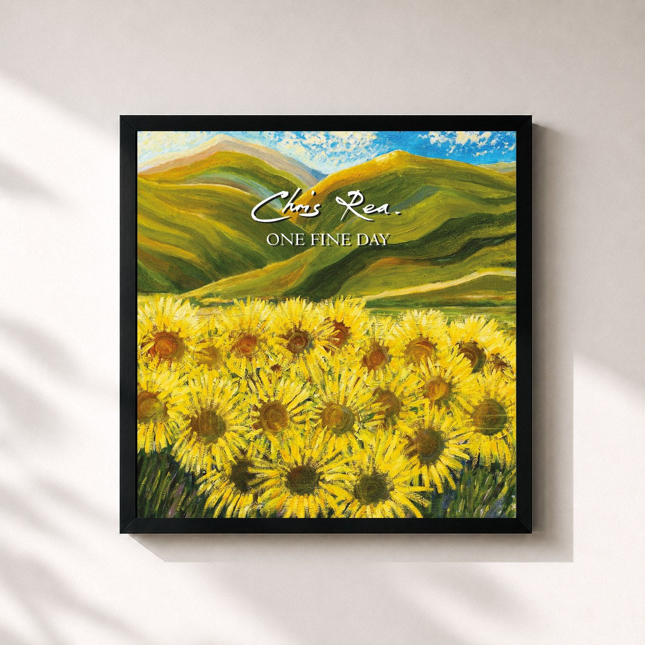 #noir Tableau carré de l'album One Fine Day de Chris Rea, cadre noir 32x32 cm