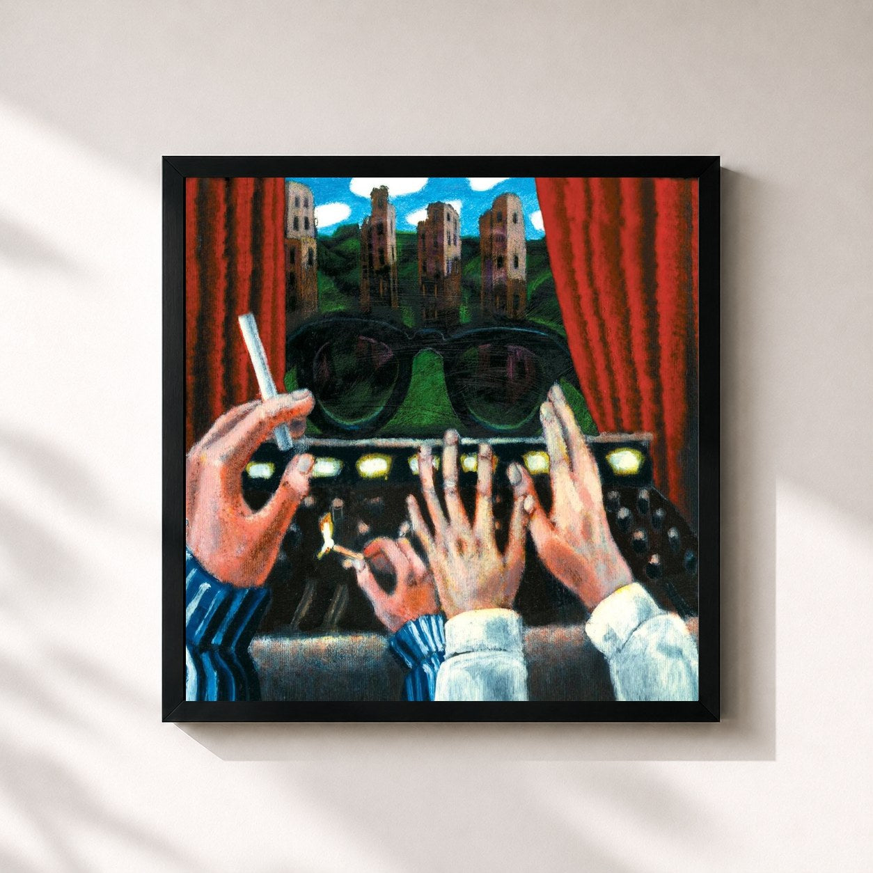 #noir Tableau carré de l'album Afterglow de Crowded House, cadre noir 32x32 cm
