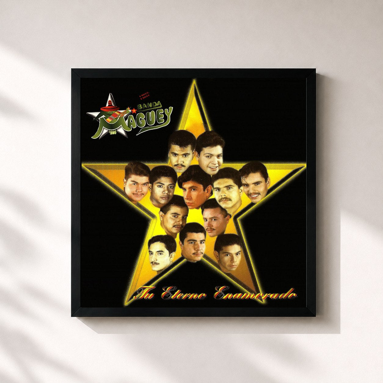 #noir Tableau carré de l'album Tu Eterno Enamorado de Banda Maguey, cadre noir 32x32 cm