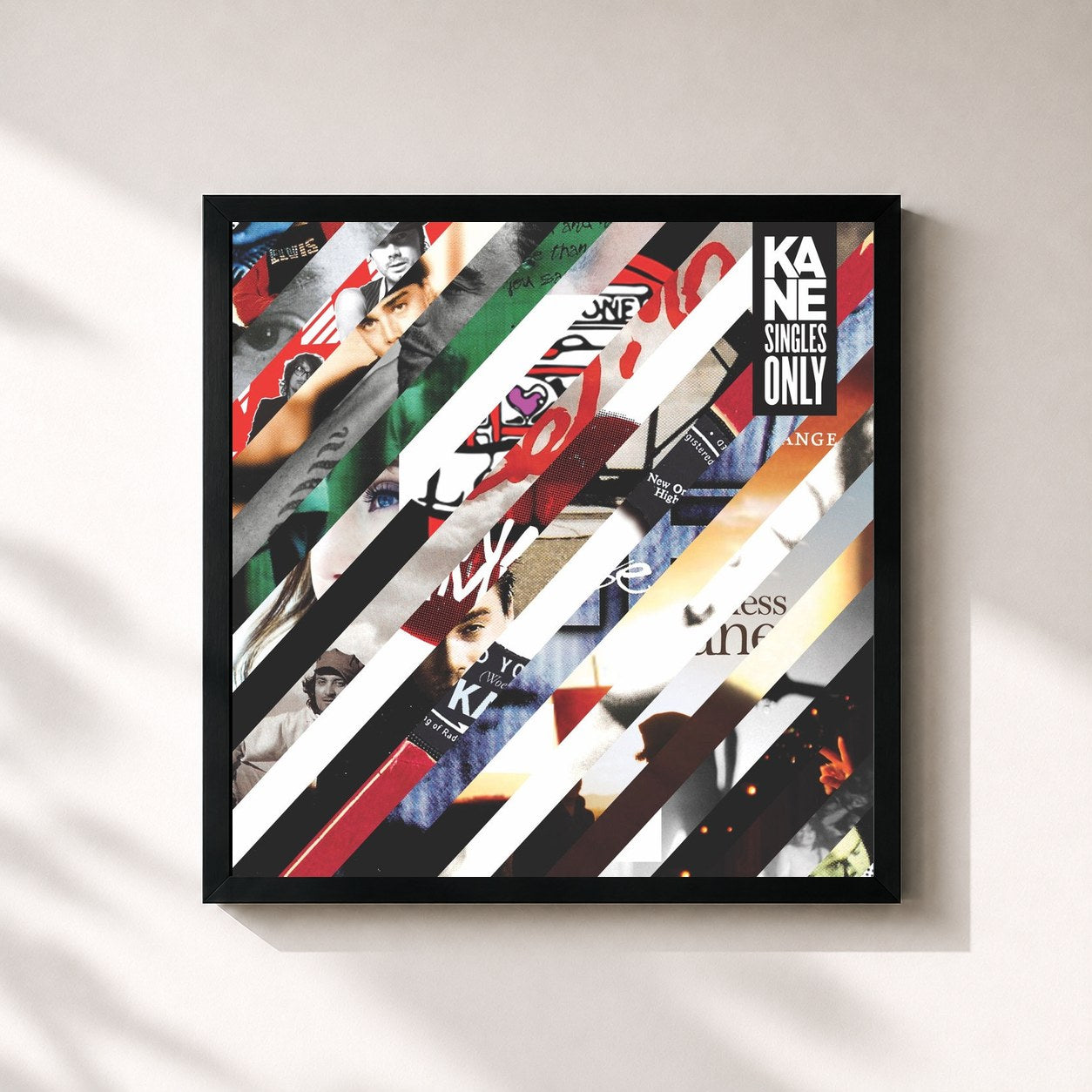 #noir Tableau carré de l'album Singles Only de KANE, cadre noir 32x32 cm