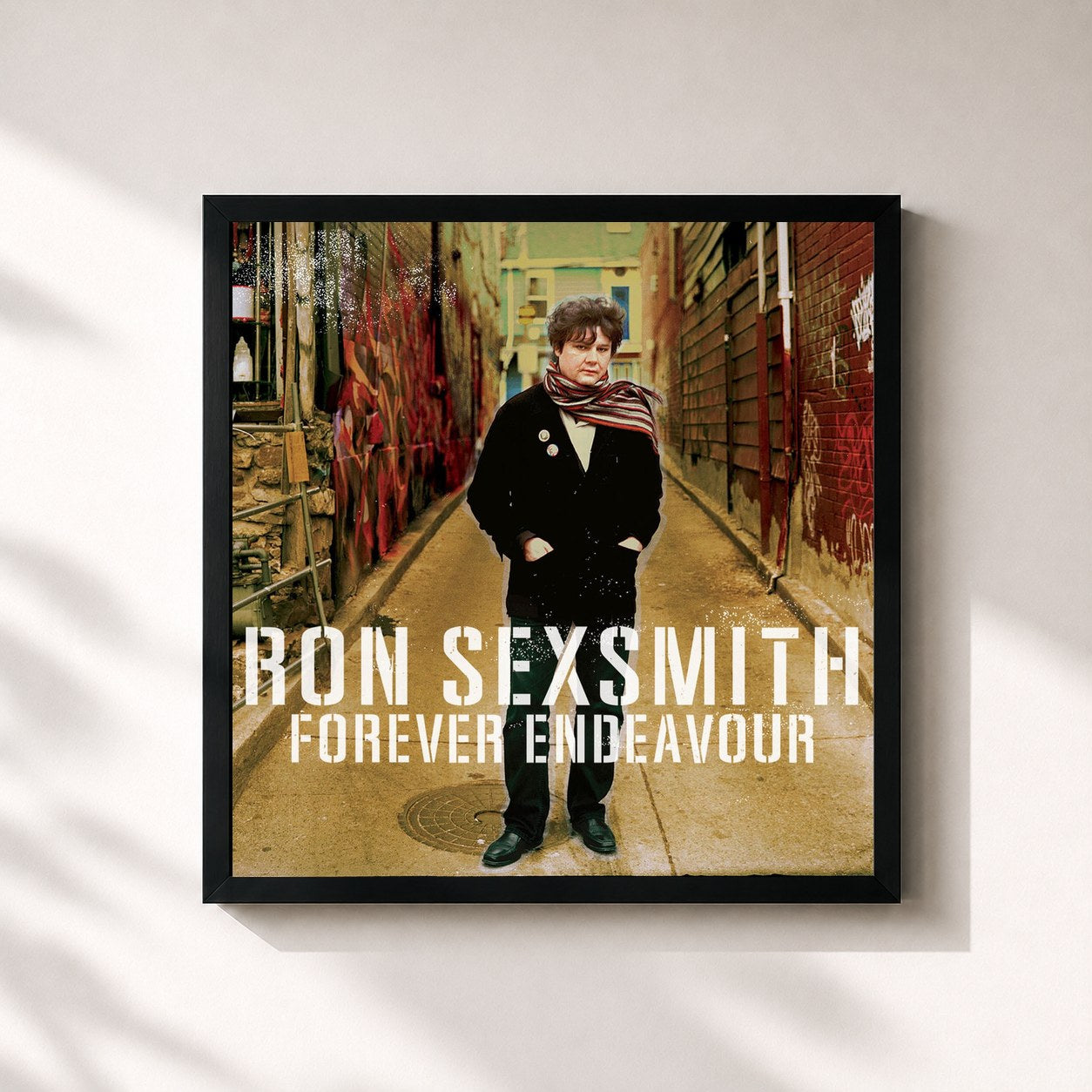 #noir Tableau carré de l'album Forever Endeavour de Ron Sexsmith, cadre noir 32x32 cm