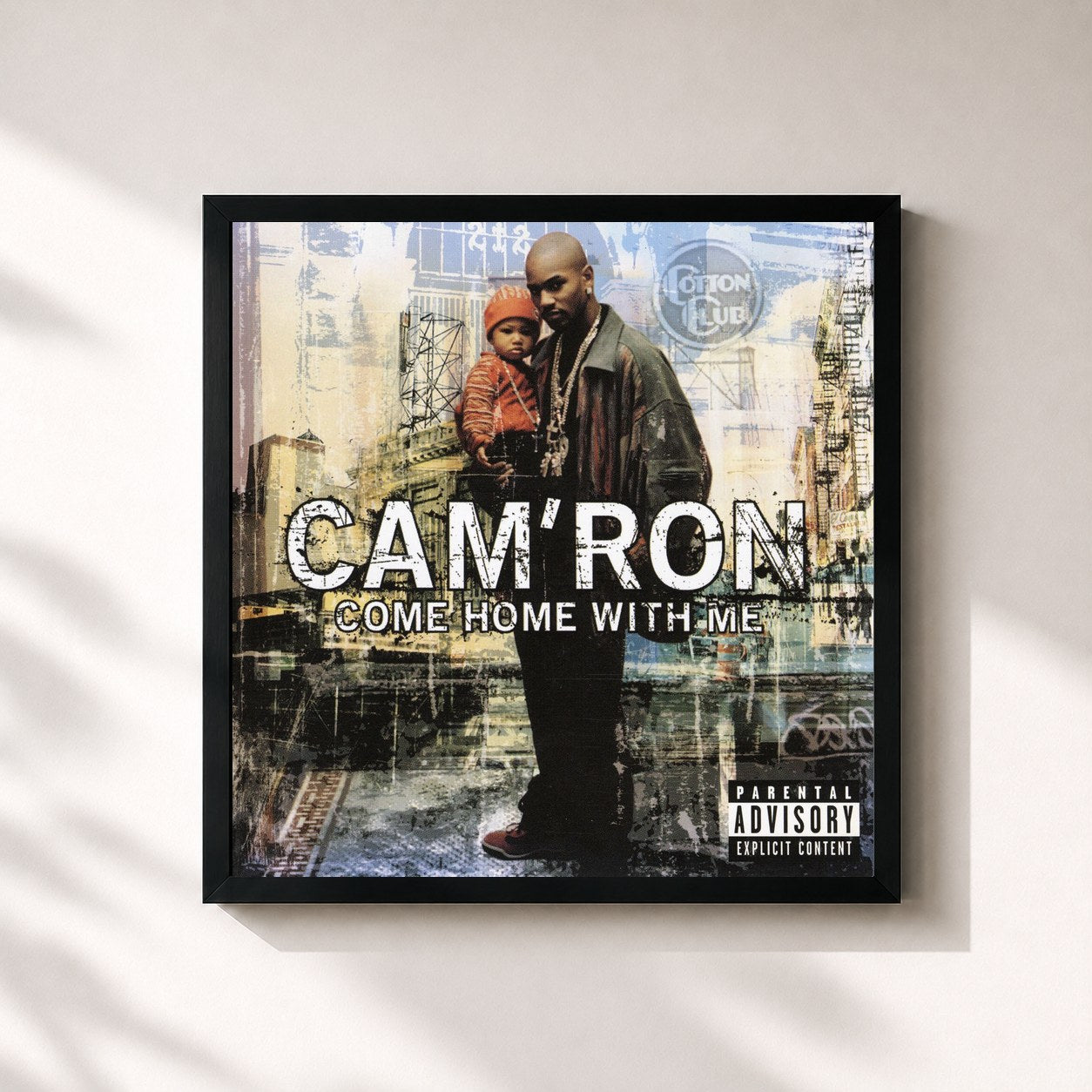 #noir Tableau carré de l'album Come Home With Me de Cam'ron, cadre noir 32x32 cm