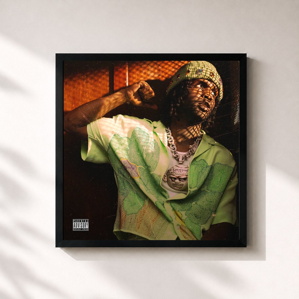 #noir Tableau carré de l'album Almighty So 2 de Chief Keef, cadre noir 32x32 cm