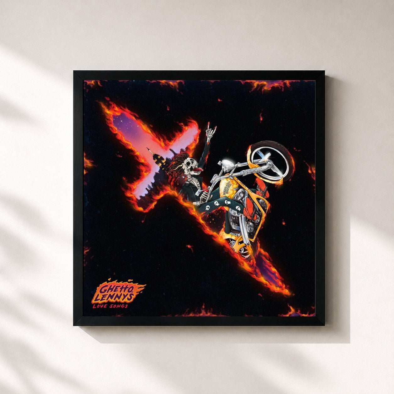#noir Tableau carré de l'album Ghetto Lenny's Love Songs de SAINt JHN, cadre noir 32x32 cm