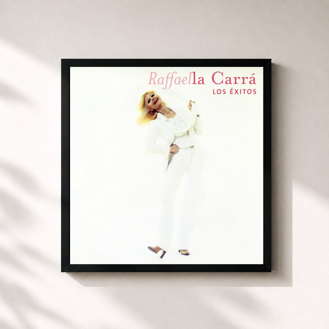 #noir Tableau carré de l'album Los éxitos de Raffaella Carrà, cadre noir 32x32 cm