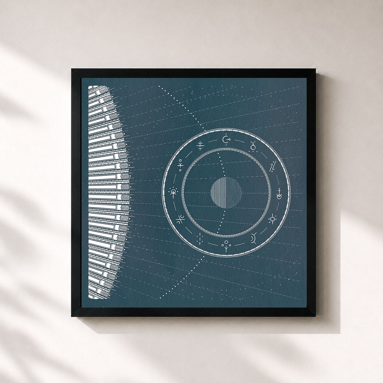#noir Tableau carré de l'album A Song For Every Moon de Bruno Major, cadre noir 32x32 cm