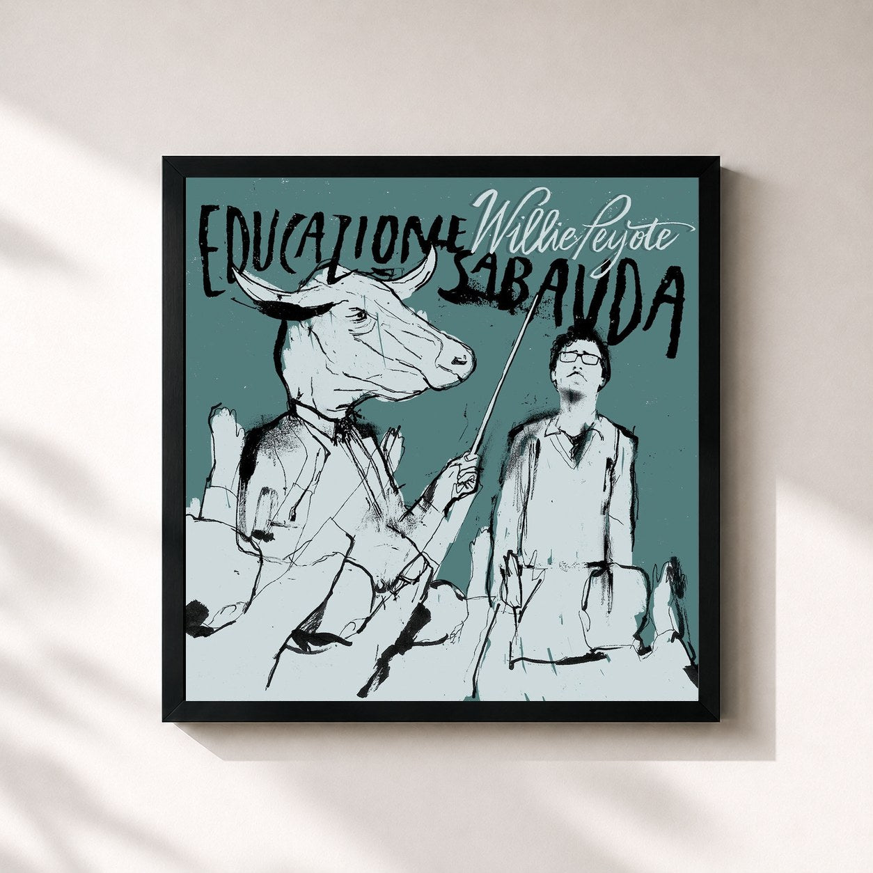 #noir Tableau carré de l'album Educazione sabauda de Willie Peyote, cadre noir 32x32 cm