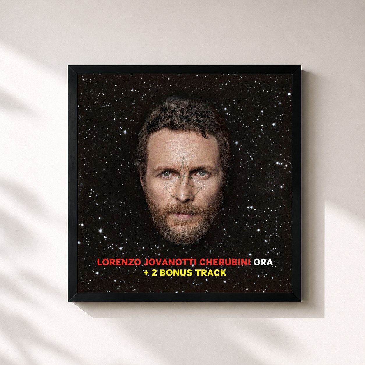 #noir Tableau carré de l'album Ora (New Deluxe Version) de Jovanotti, cadre noir 32x32 cm