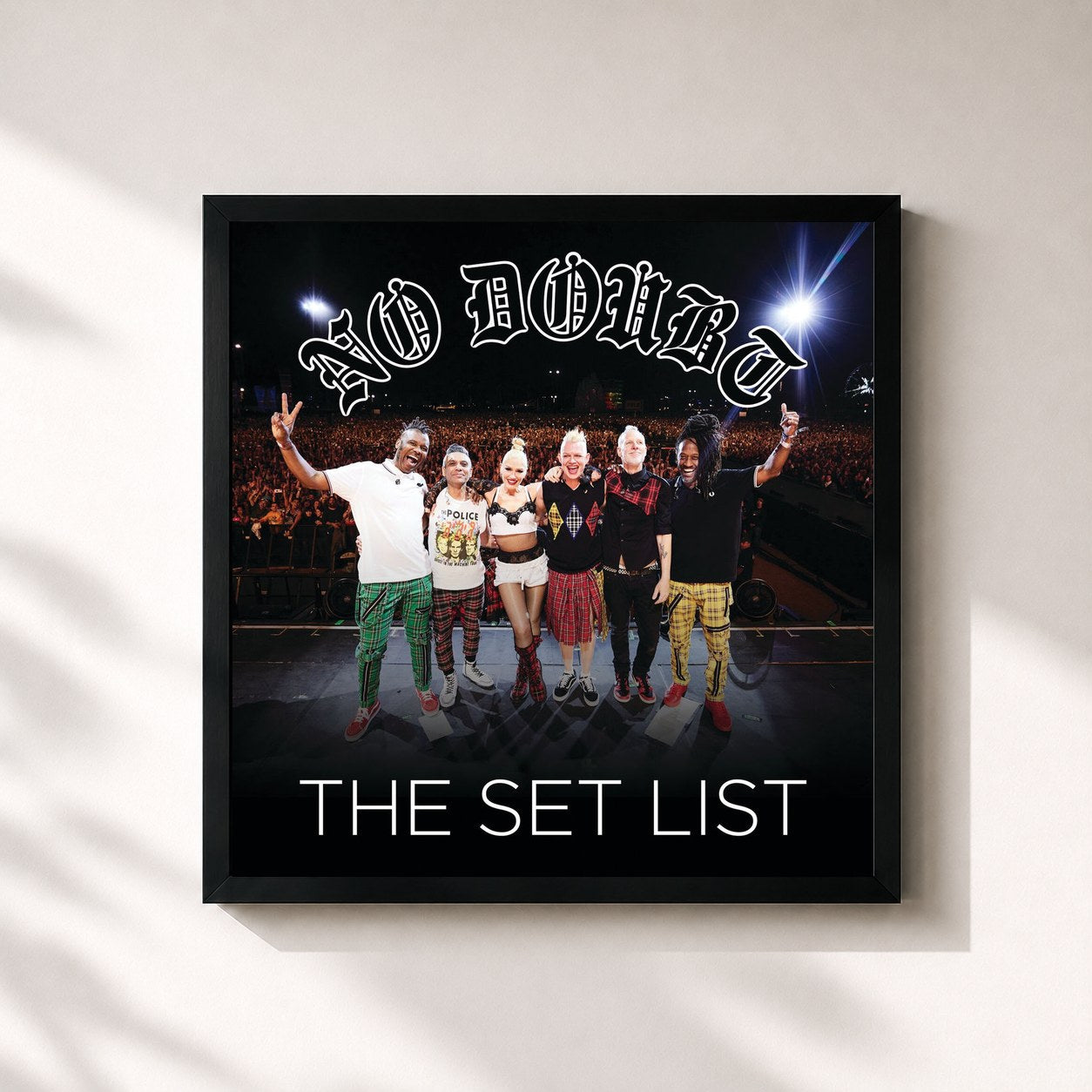 #noir Tableau carré de l'album The Set List de No Doubt, cadre noir 32x32 cm
