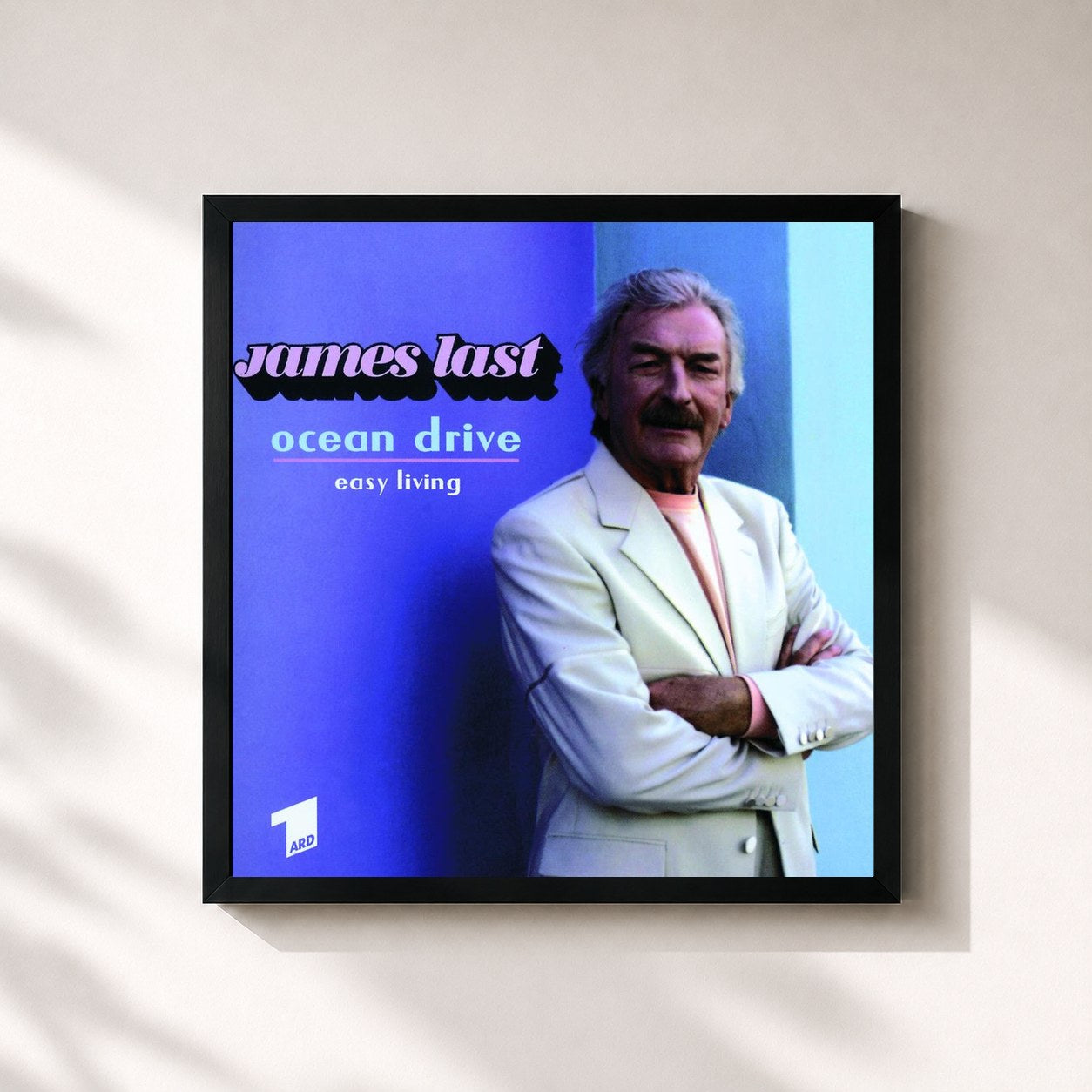 #noir Tableau carré de l'album Ocean Drive "Easy Living" de James Last, cadre noir 32x32 cm