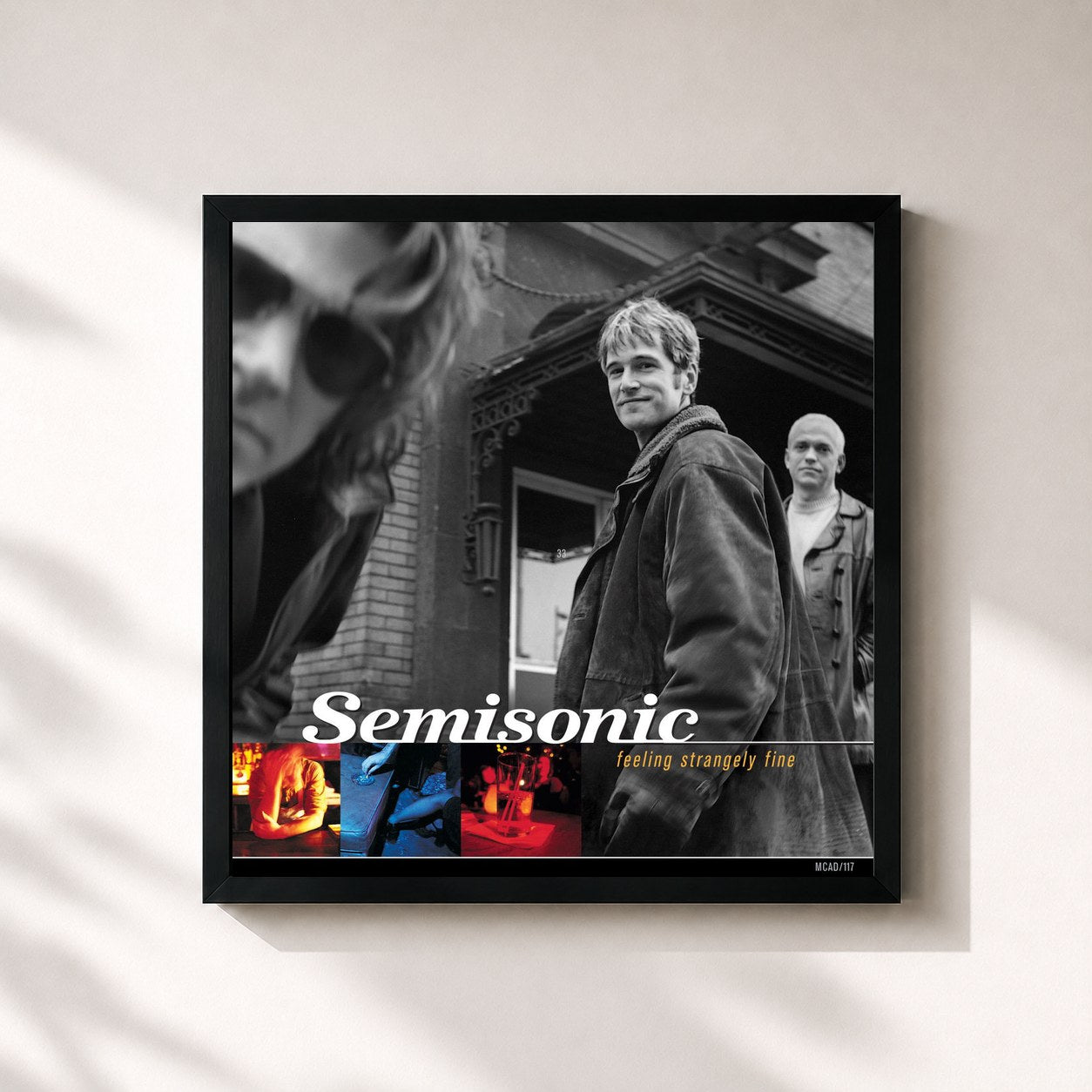#noir Tableau carré de l'album Feeling Strangely Fine de Semisonic, cadre noir 32x32 cm
