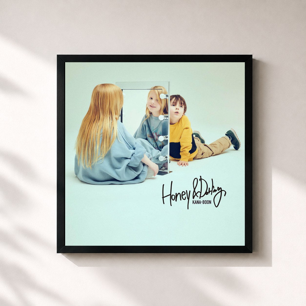 #noir Tableau carré de l'album Honey & Darling de KANA-BOON, cadre noir 32x32 cm