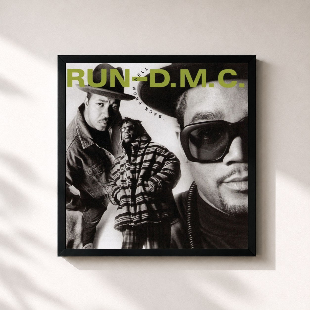#noir Tableau carré de l'album Back From Hell de Run-DMC, cadre noir 32x32 cm