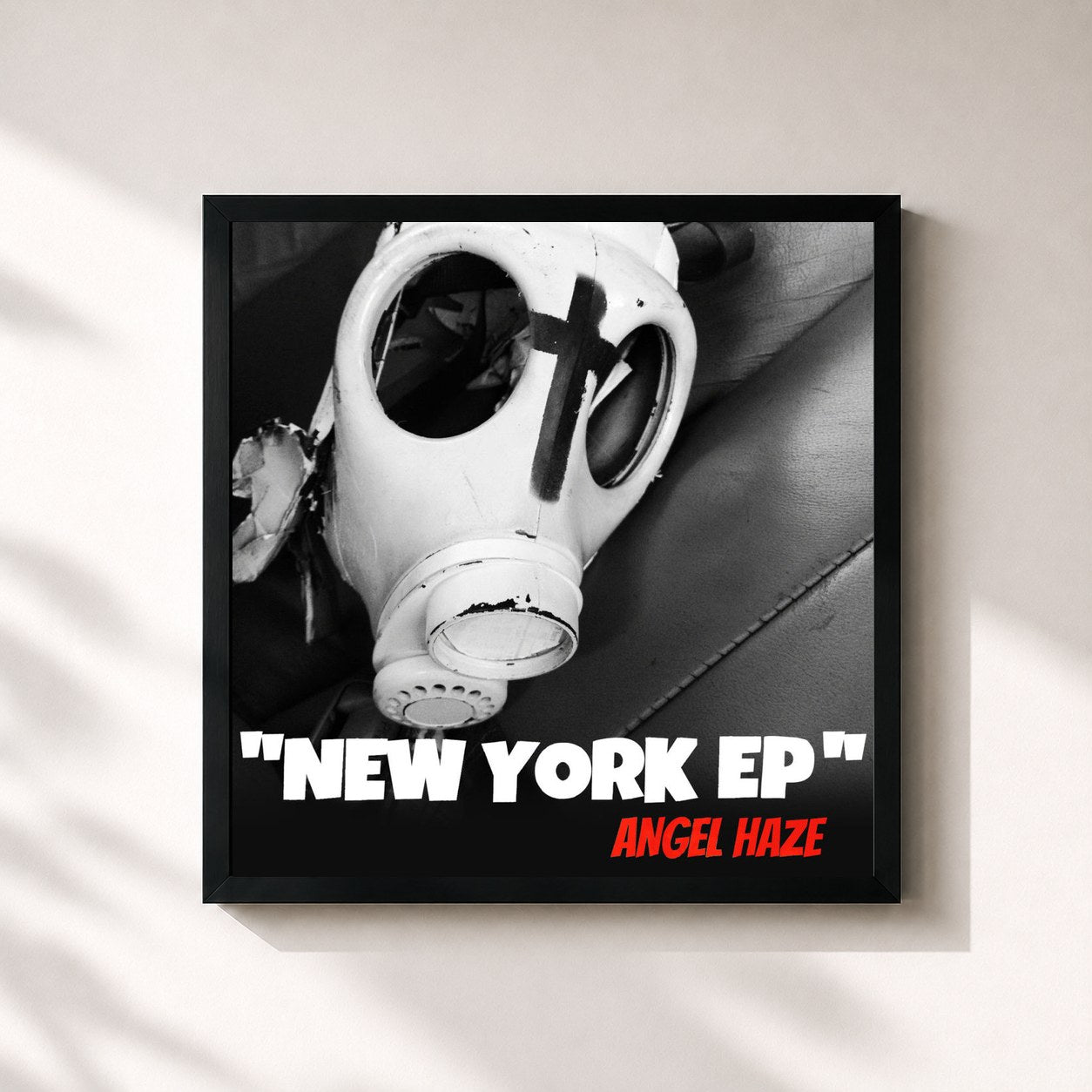 #noir Tableau carré de l'album New York EP de Angel Haze, cadre noir 32x32 cm