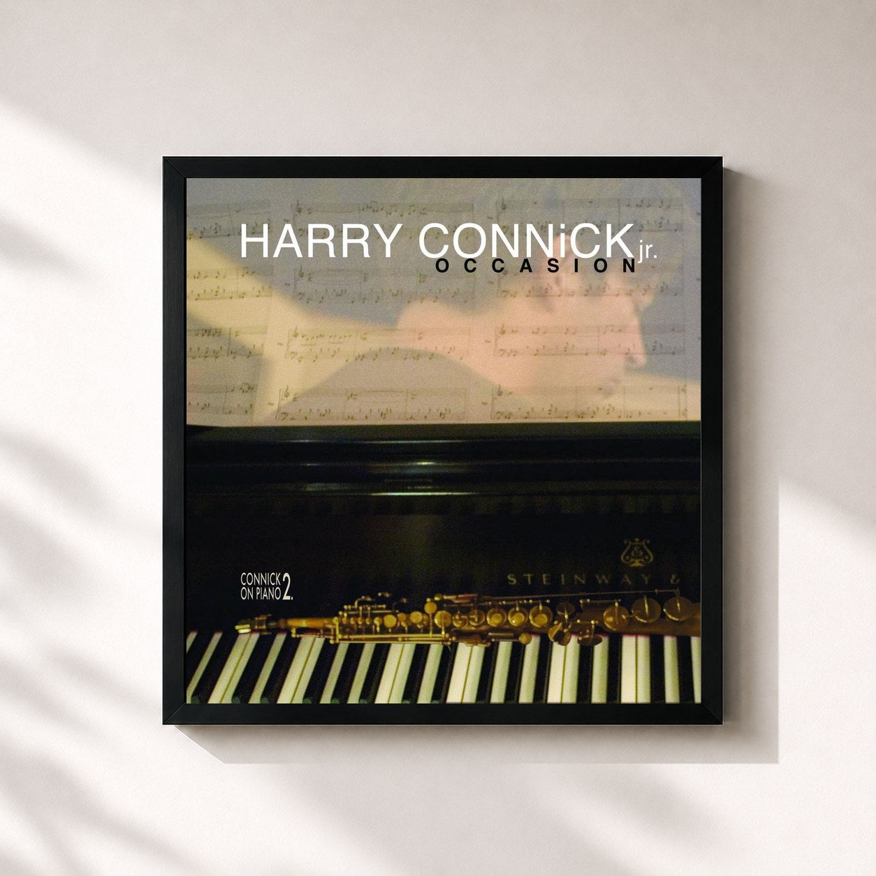#noir Tableau carré de l'album Occasion de Harry Connick Jr., cadre noir 32x32 cm