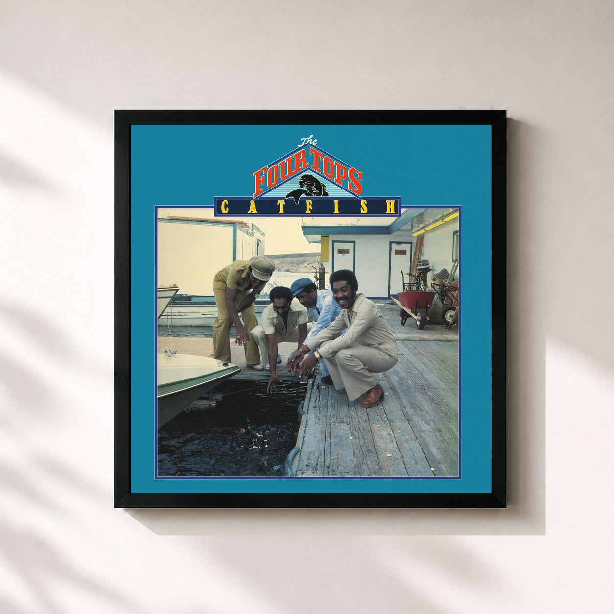 #noir Tableau carré de l'album Catfish de Four Tops, cadre noir 32x32 cm