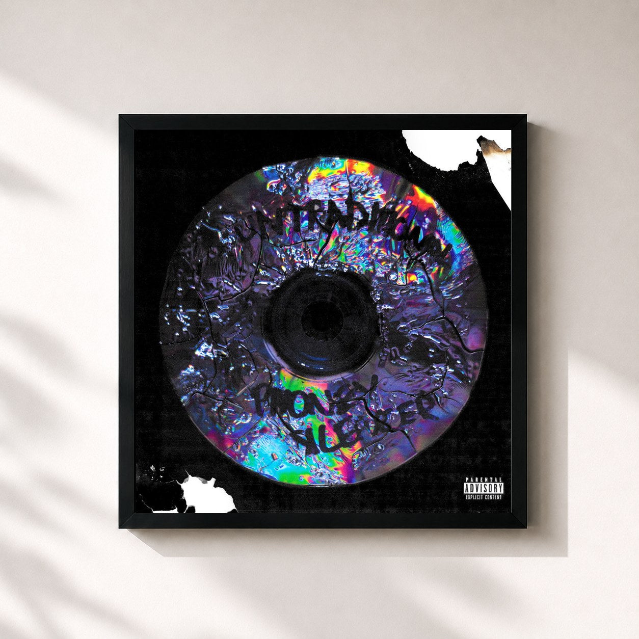#noir Tableau carré de l'album Untraditional EP de P Money, cadre noir 32x32 cm