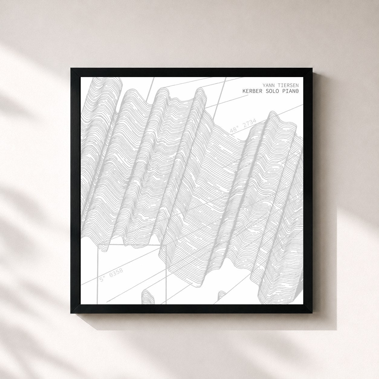 #noir Tableau carré de l'album Kerber (Solo Piano) de Yann Tiersen, cadre noir 32x32 cm