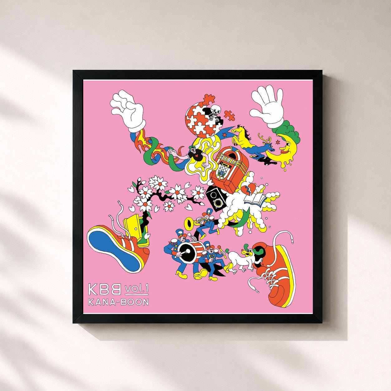 #noir Tableau carré de l'album KBB vol.1 de KANA-BOON, cadre noir 32x32 cm