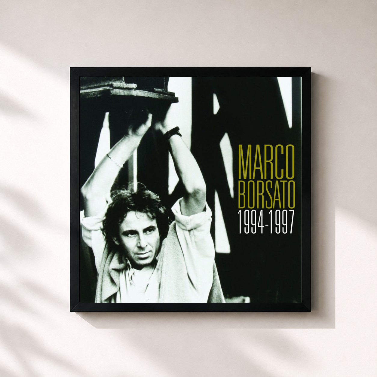 #noir Tableau carré de l'album Marco Borsato 1994 - 1997 de Marco Borsato, cadre noir 32x32 cm