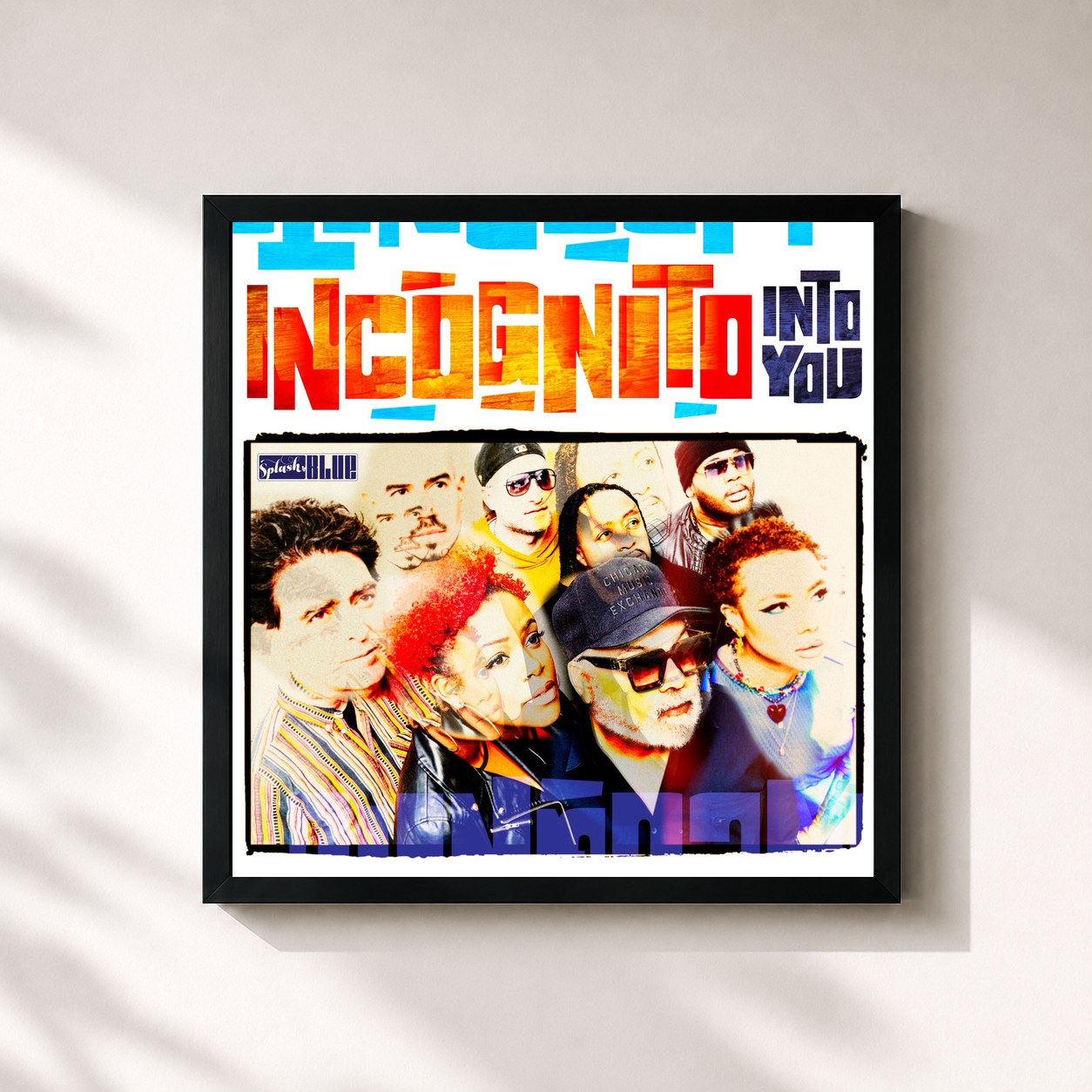 #noir Tableau carré de l'album Into You de Incognito, cadre noir 32x32 cm