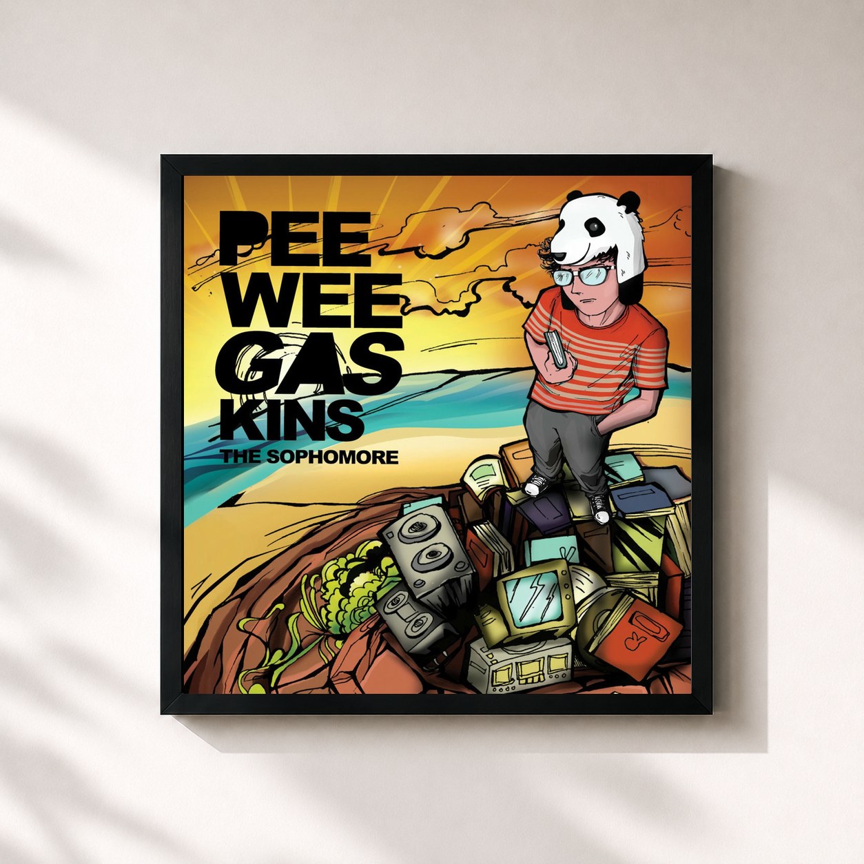 #noir Tableau carré de l'album The Sophomore de Pee Wee Gaskins, cadre noir 32x32 cm